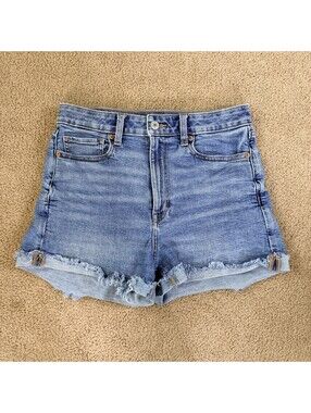 American Eagle Mom Shorts Women’s 6 High Rise Distressed Stretch Denim Cutoff